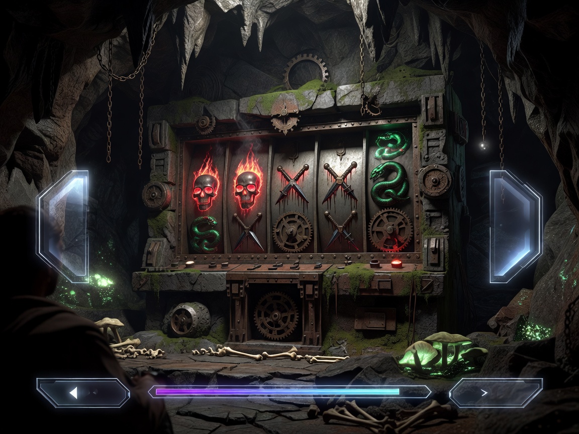 Dungeon Slot cinematic gameplay preview featuring a dark fantasy aesthetic and modern user interface